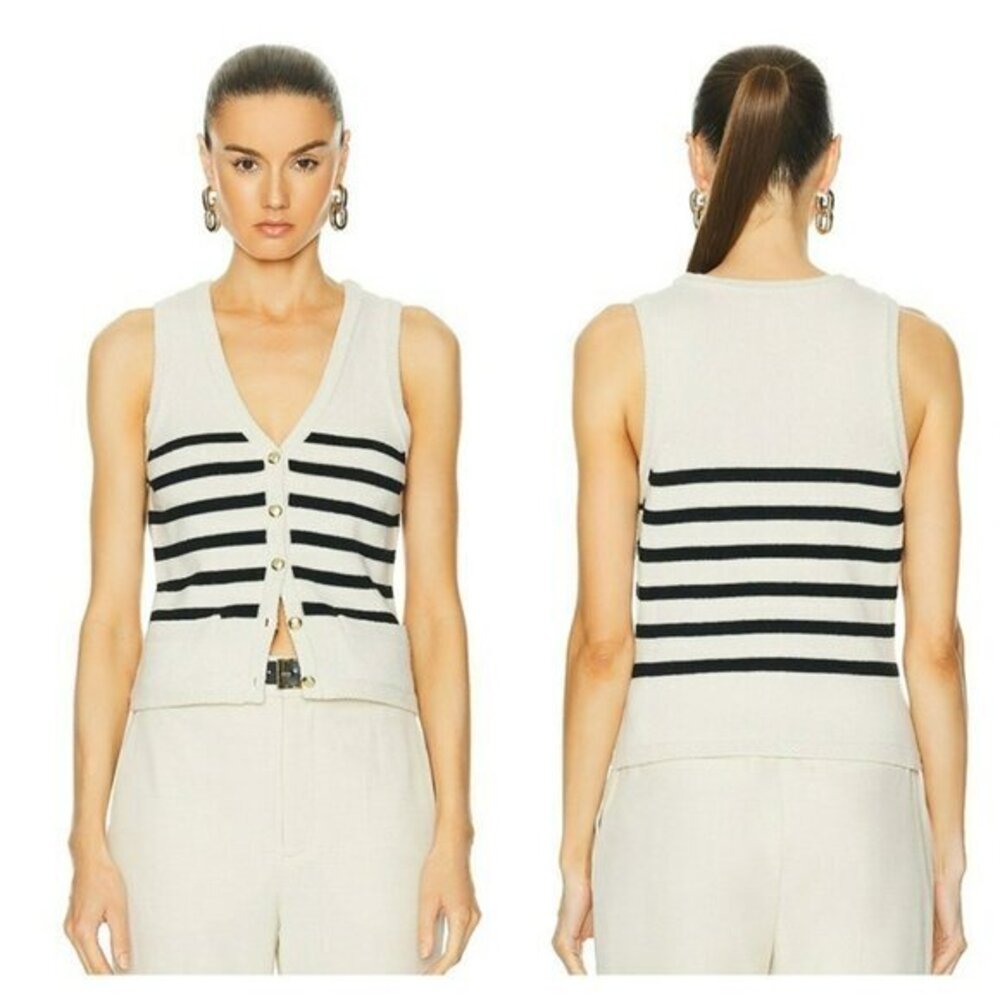 L'Academie by Marianna Calanth Striped Vest Cream & Black